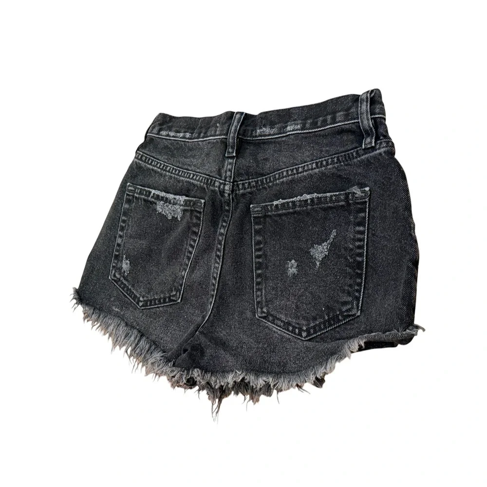 Free People We The Free Blk Distressed Denim Cutoff Shorts Womens 25 Button Fly